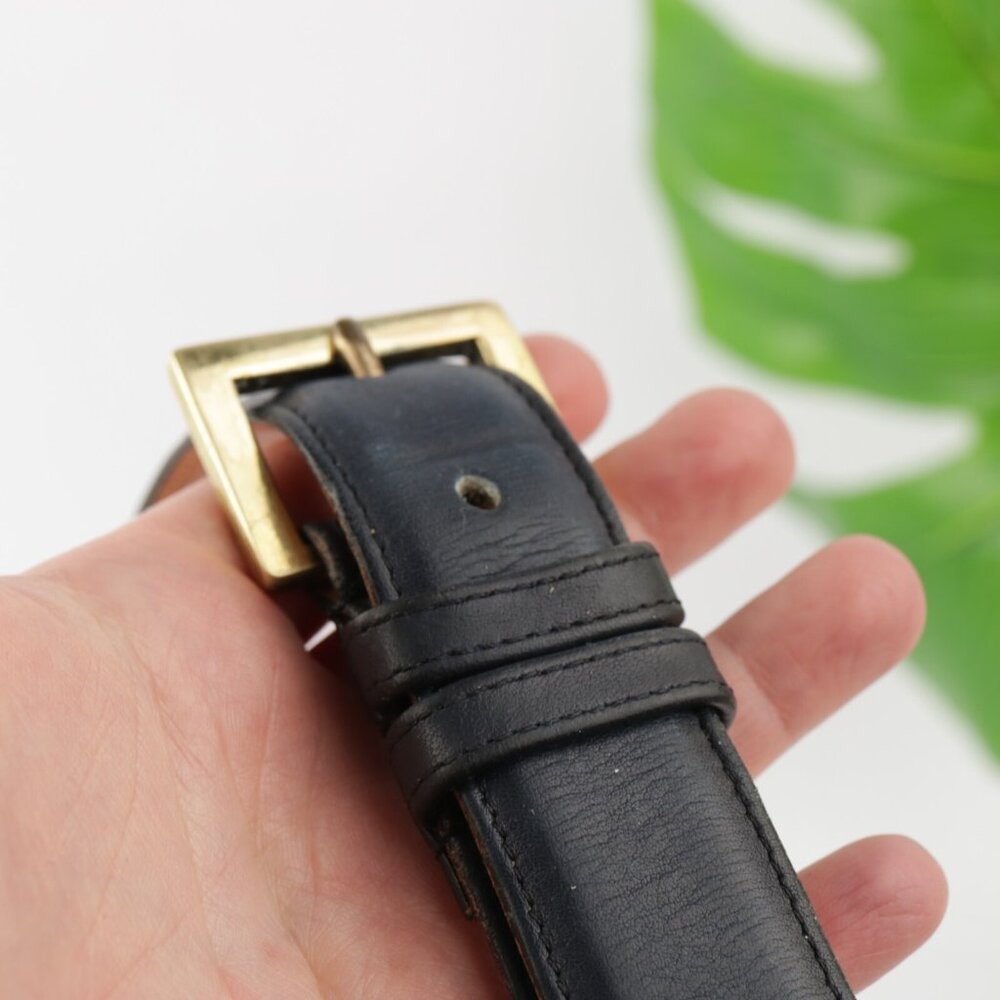 VTG Coach Mens Belt Size 36 Navy Blue Leather New York USA Gold Brass Buckle - Picture 7 of 14